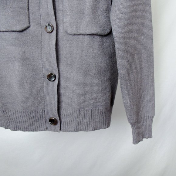 GRAY Boxy Cardigan Knit Sweater Casual Minimal Modern Utility SIZE-S - Picture 4 of 8